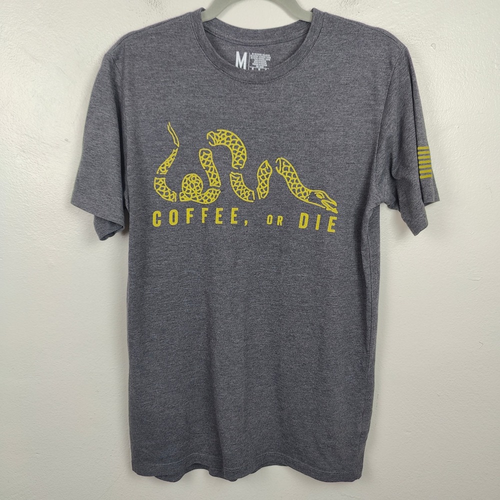 Black Rifle Coffee Company T-Shirt Mens‎ Medium Gray Coffee Or Die Graphic Tee